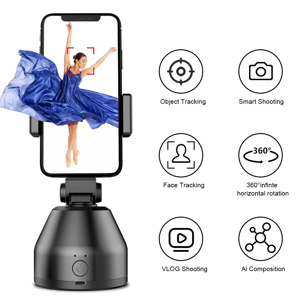 Smart Face Tracking Object 360° Rotation Tripod Auto Face&amp;Cell Phone Holder For Photography/Makeup/Vlog/YouTube/iPhone/Android